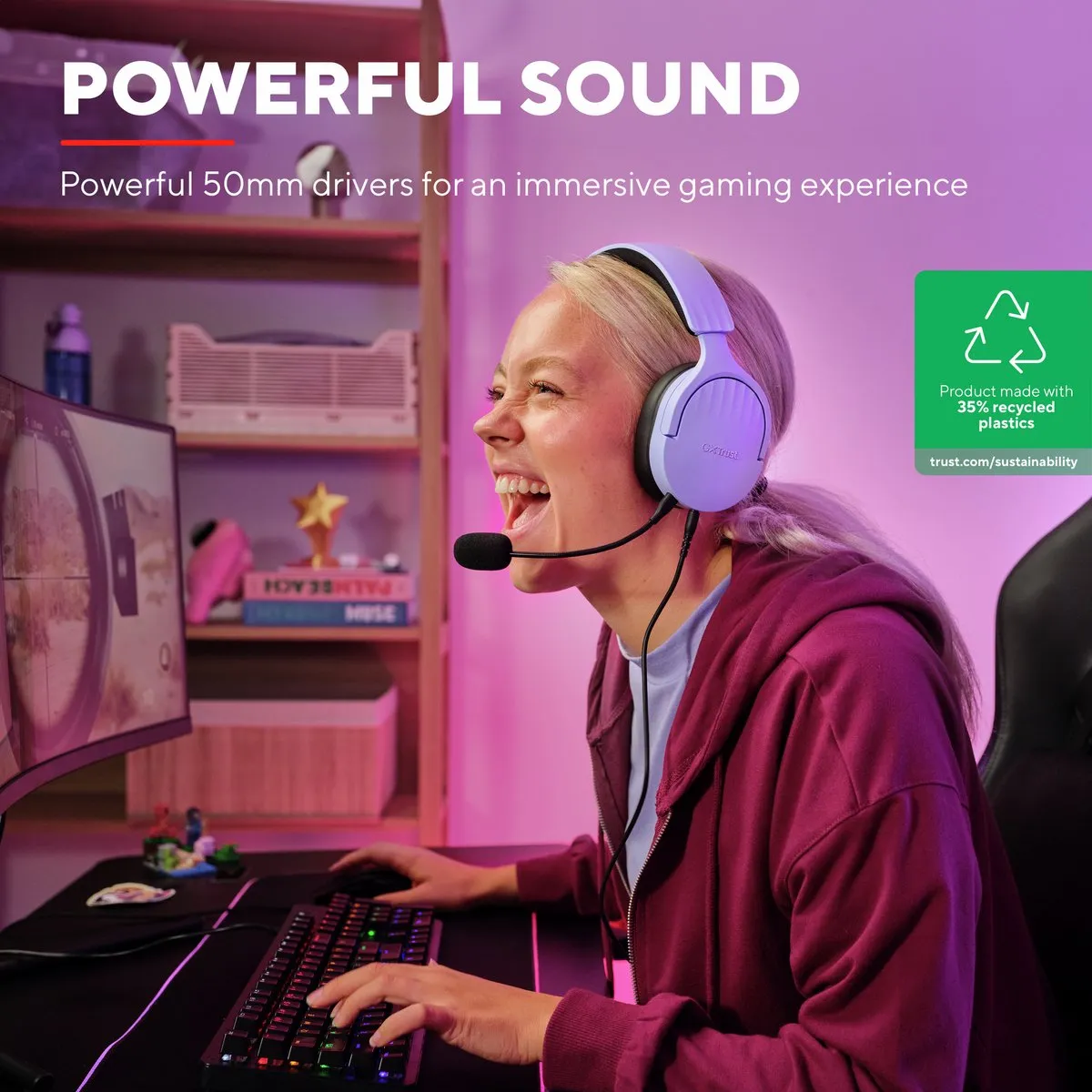 Trust GXT 489P Fayzo Gaming Headset - Paars