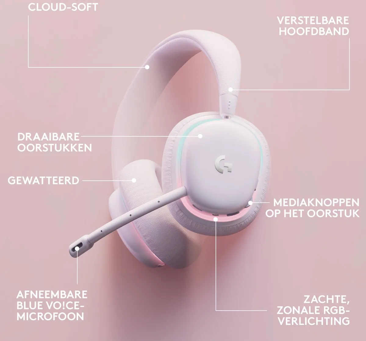 Logitech G G735 Aurora Draadloze Gaming Headset - Wit - afbeelding 6 van 6