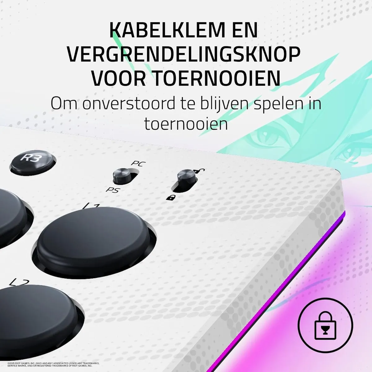 Razer Kitsune All-Button Optical Arcade Controller 2XKO Edition - Zwart
