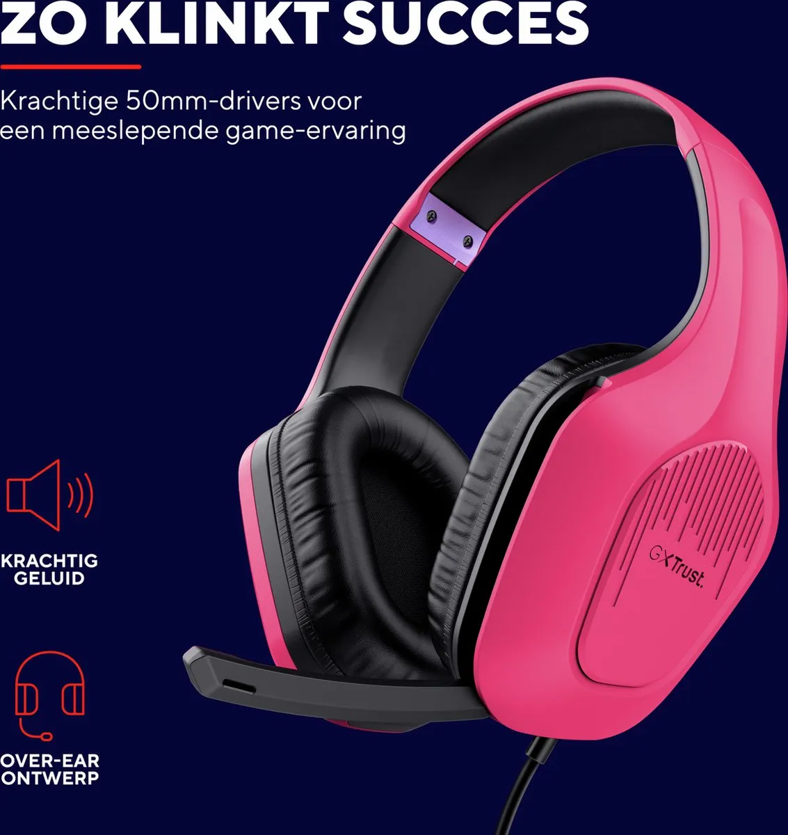 Trust GXT 415P Zirox Gaming Headset - Roze