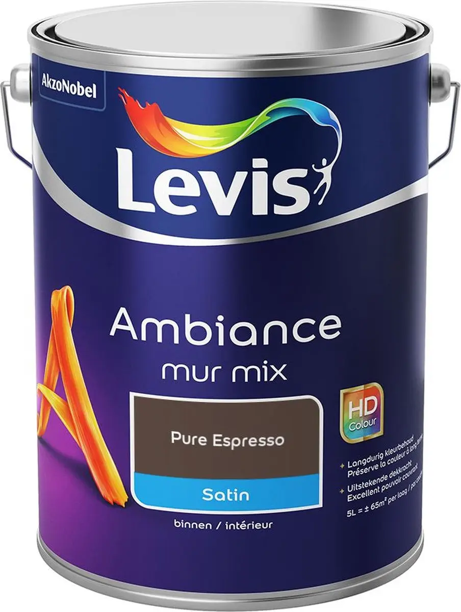 Levi's Ambiance Mur Satin Mix Pure Espresso Mengverf 5L