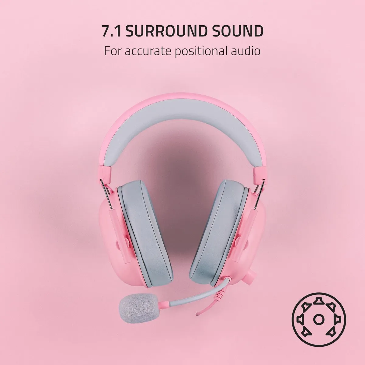 Razer Blackshark V2 X Gaming Headset - 7.1 Surround - Quartz Roze