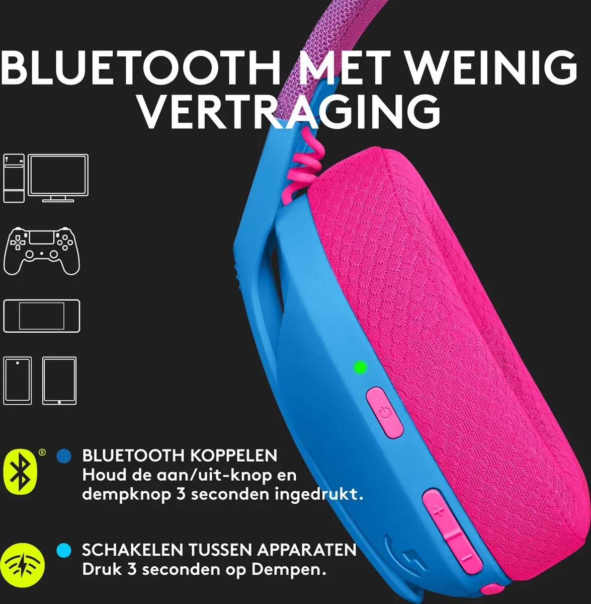 Logitech G435 LIGHTSPEED - Draadloze Gaming Headset - Bluetooth - Blauw