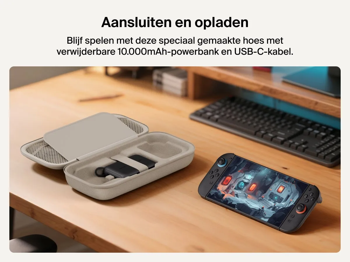Belkin Gaming Nintendo Switch 2 Beschermhoes met Powerbank - Zand