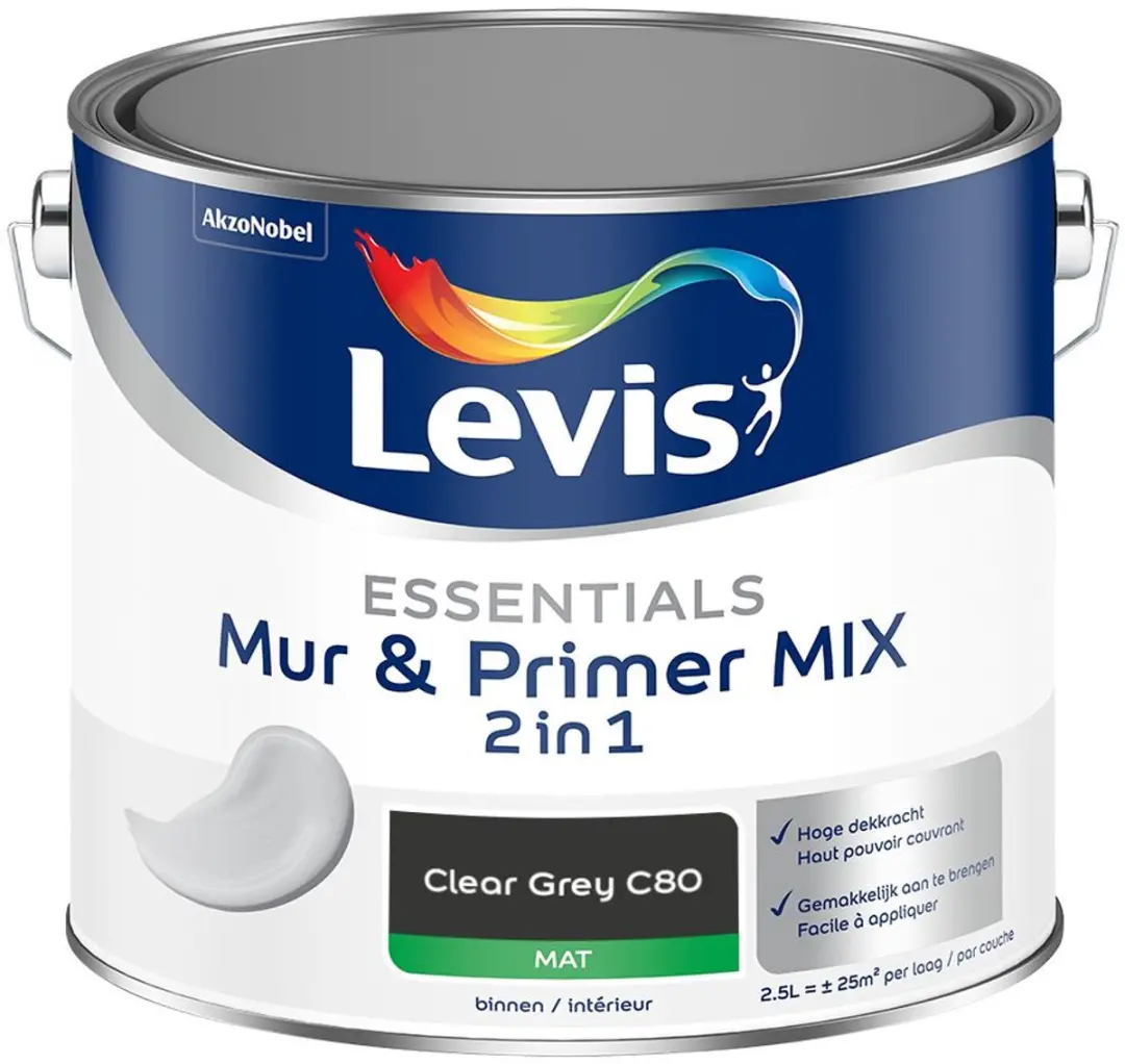 Levi's Essentials Mur & Primer Mix Clear Grey C80 Mengverf 2,5L