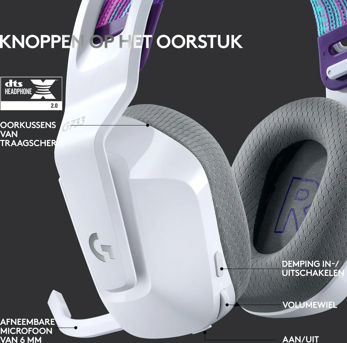 Logitech G G733 LIGHTSPEED Draadloze Gaming Headset - Wit