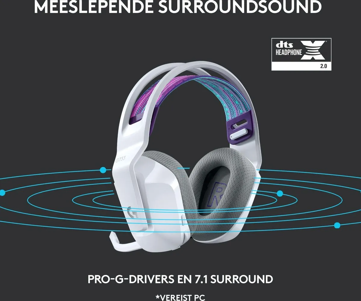 Logitech G G733 LIGHTSPEED Draadloze Gaming Headset - Wit
