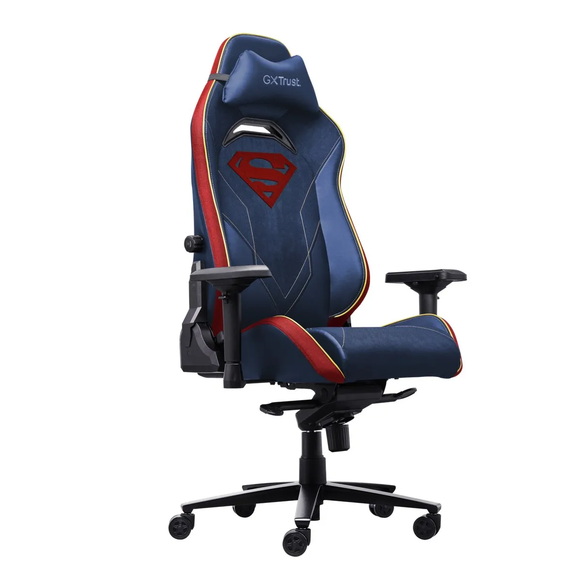 Trust GXT 721SM Ruya Pro Superman Editie - Premium Gaming Stoel - Nekkussen - Verstelbare Rug Ondersteuning - Hoogte Verstelbaar - Rug- & Armleuningen Verstelbaar - Superman Blauw