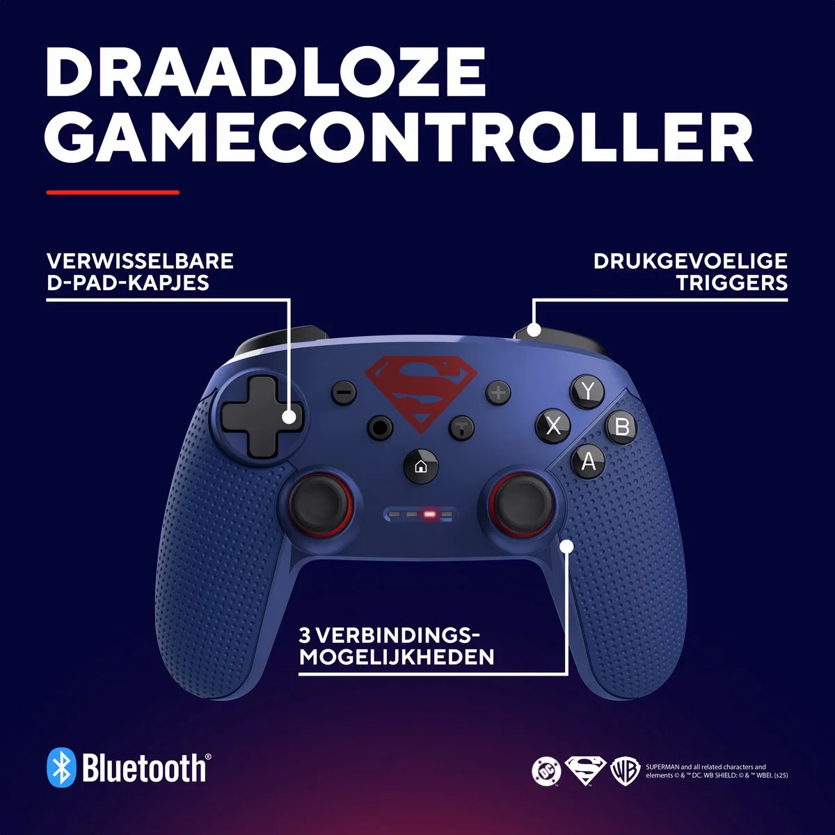 Trust GXT 542 Muta - Draadloze Controller - Geschikt voor Nintendo Switch & PC - Superman Editie