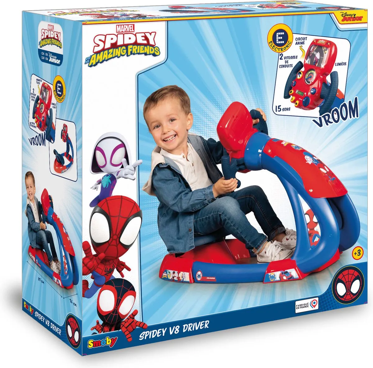 Smoby Spidey V8 Driver Rijsimulator - Spiderman - Rood/Blauw