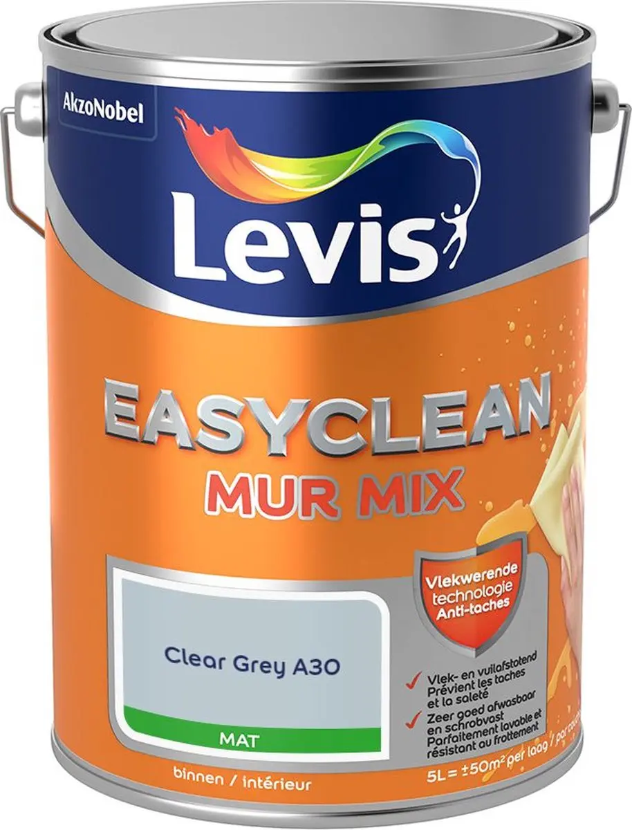 Levi's Easyclean Mur Mat Mix Clear Grey A30 Mengverf 5L