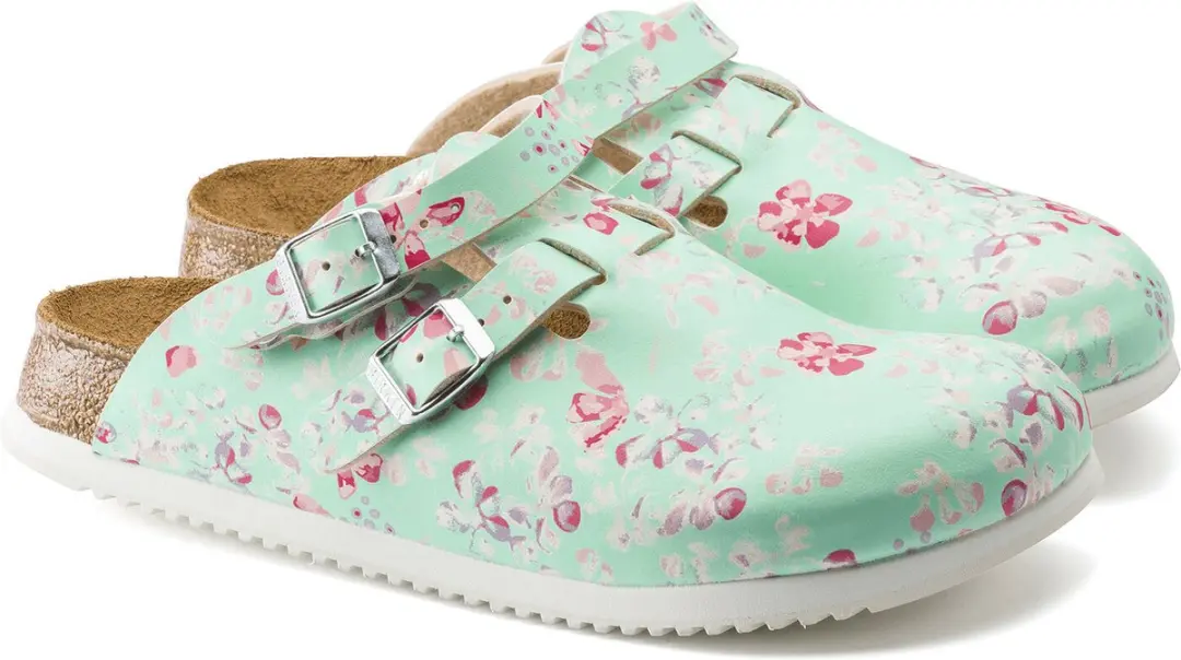 Birkenstock Kay SL Dames Werkklompen Flower Field Mint - Maat 35