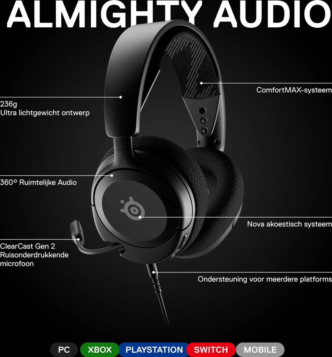 SteelSeries Arctis Nova 1 Gaming Headset 61606 - Zwart