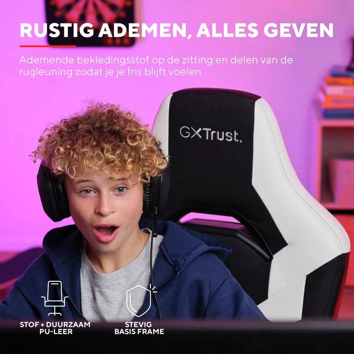 Trust GXT 703W Riye Gamingstoel - Wit/Zwart - afbeelding 6 van 6
