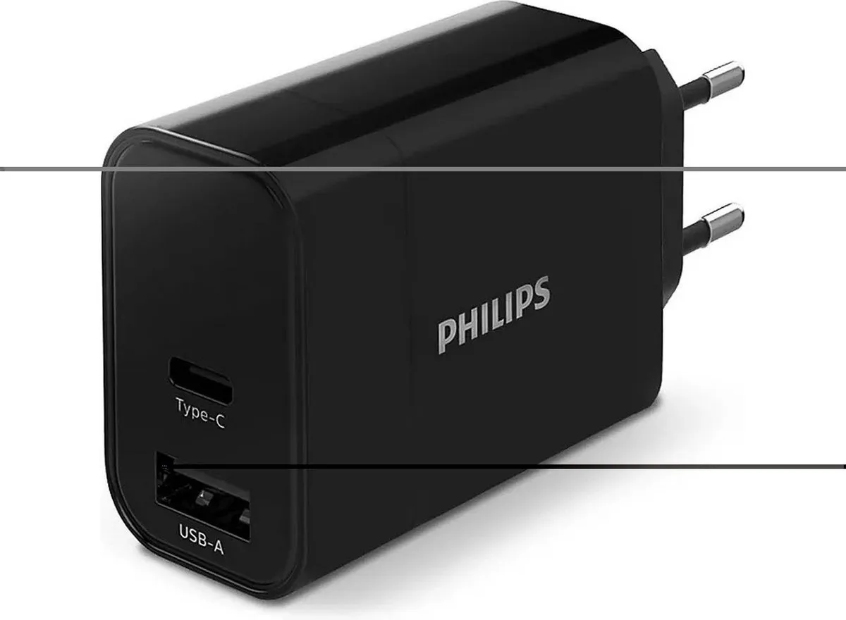 Philips DLP2621/03 USB-Oplaadblok - 2x USB-A/USB-C - Zwart - afbeelding 6 van 6