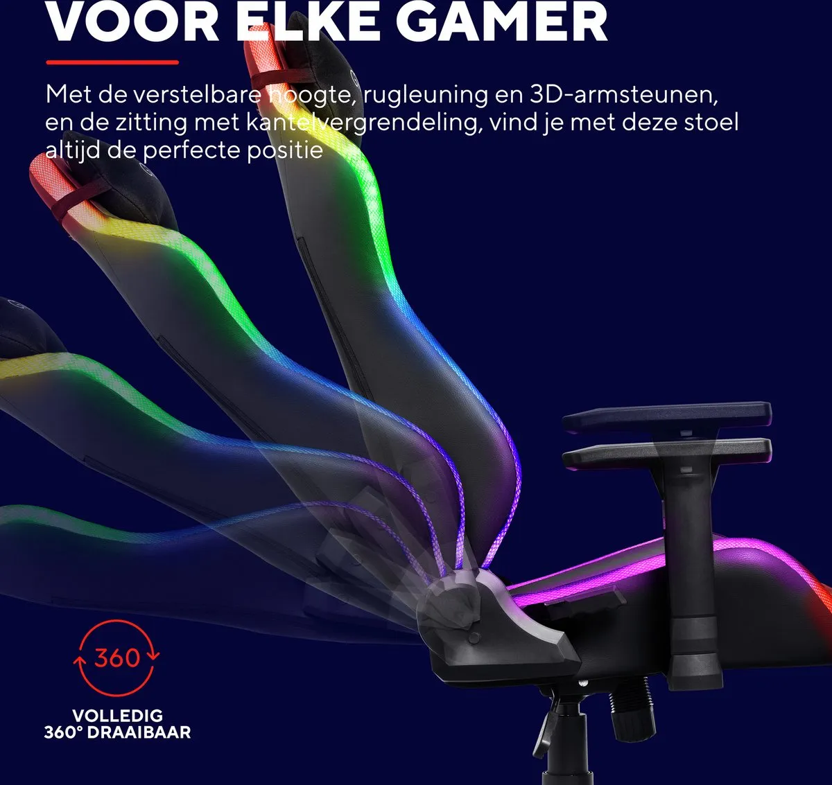 Trust GXT 719 Ruya RGB - Gaming Stoel met RGB Verlichting – Verstelbare Gamestoel – Ergonomisch – Bureaustoel – Gaming Chair - Zwart