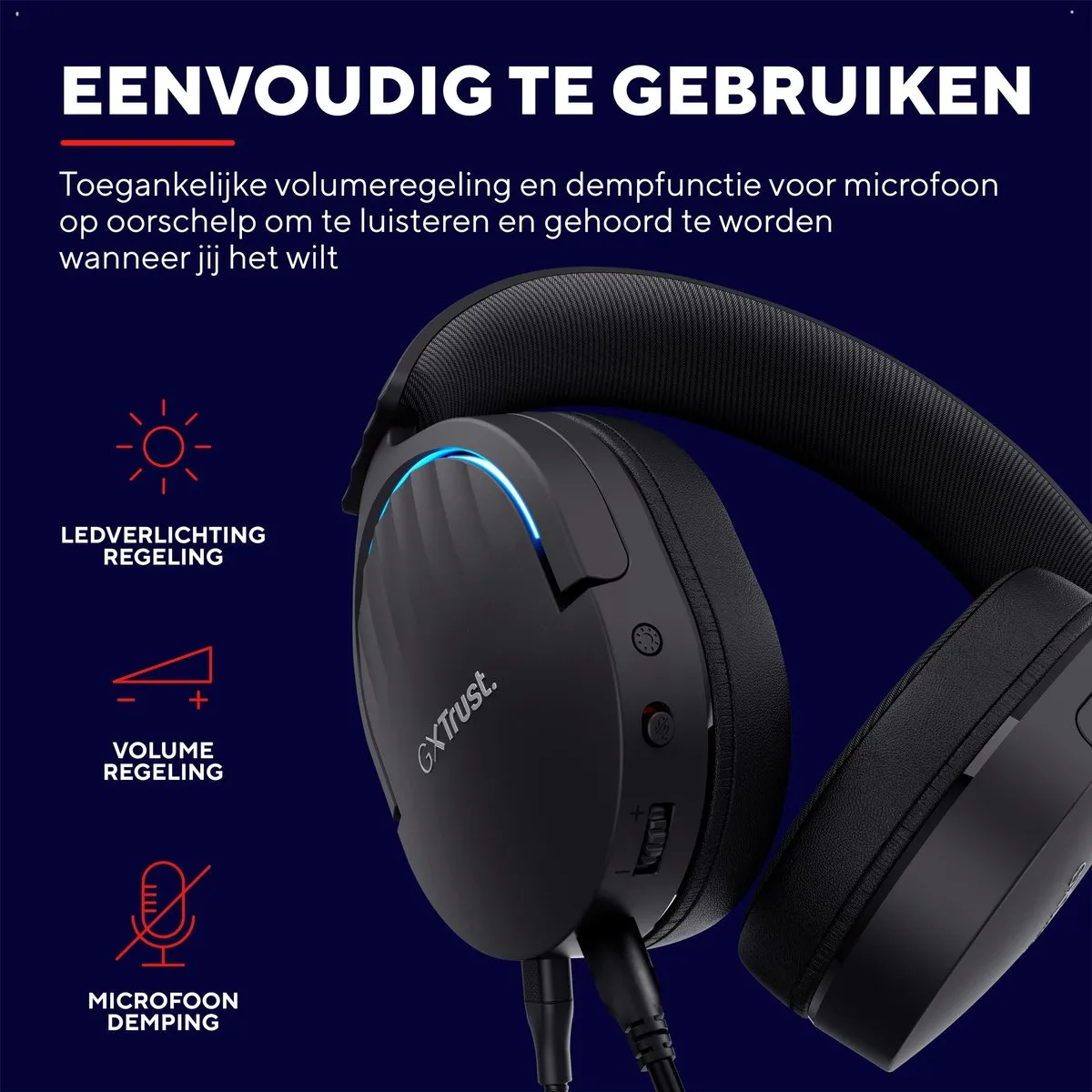 Trust GXT 490 Fayzo Gaming Headset - 7.1 Surround Sound - USB - Zwart