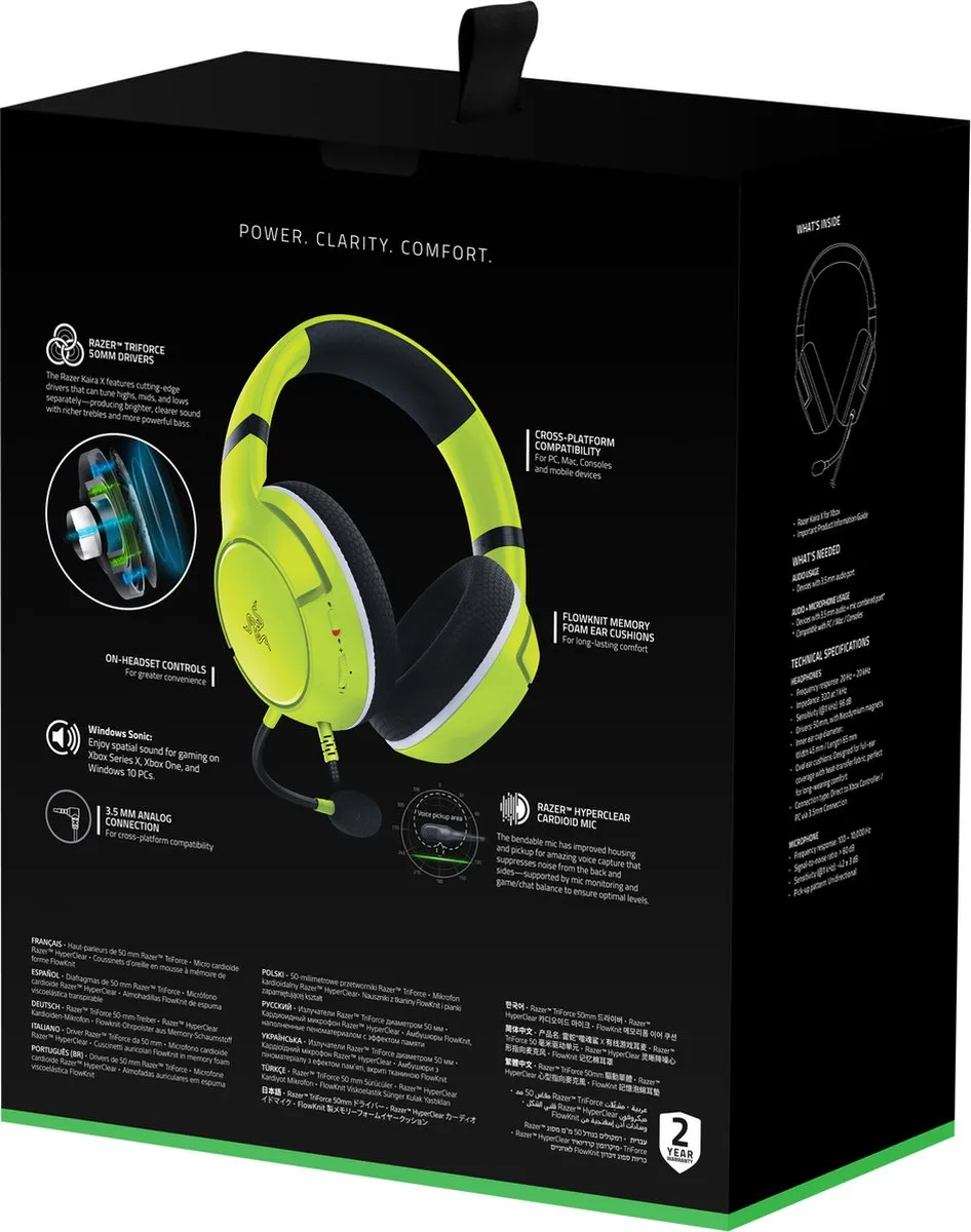 Razer Kaira X Gaming Headset - Xbox Series X/One - Lime Groen - afbeelding 6 van 6