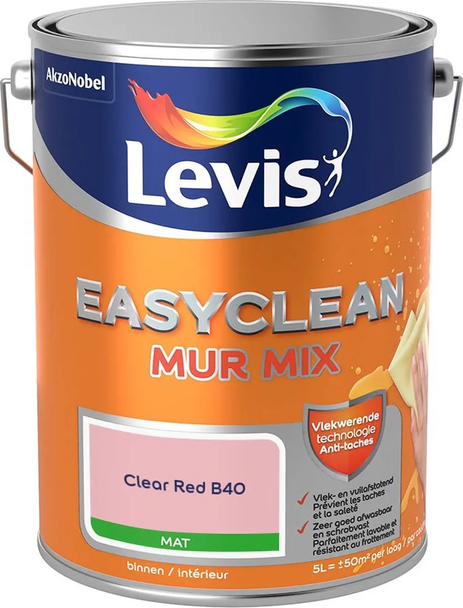 Levi's Easyclean Mur Mat Mix Clear Red B40 Mengverf 5L