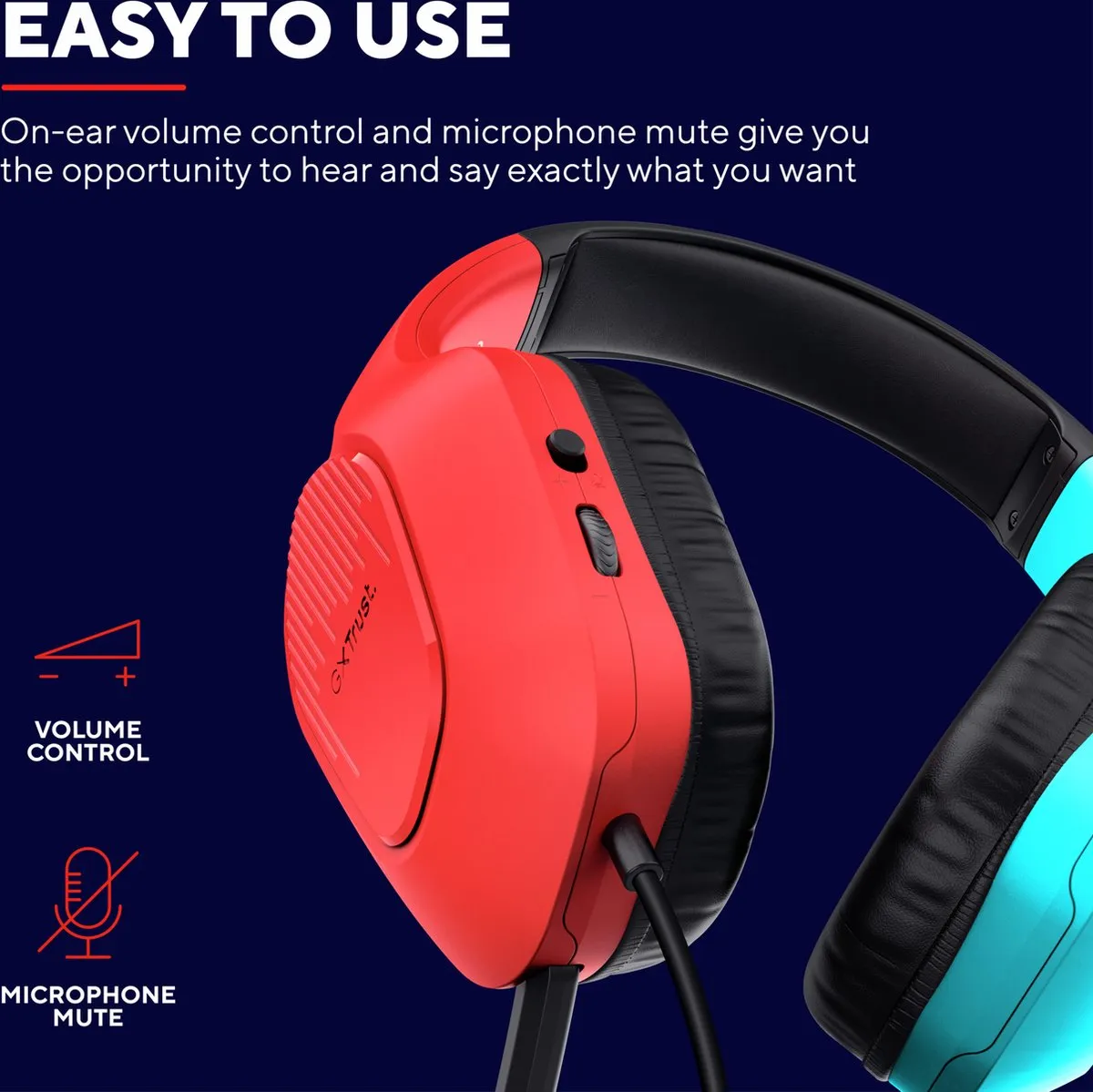 Trust GXT 416S Zirox Gaming Headset - 50mm - Rood/Blauw