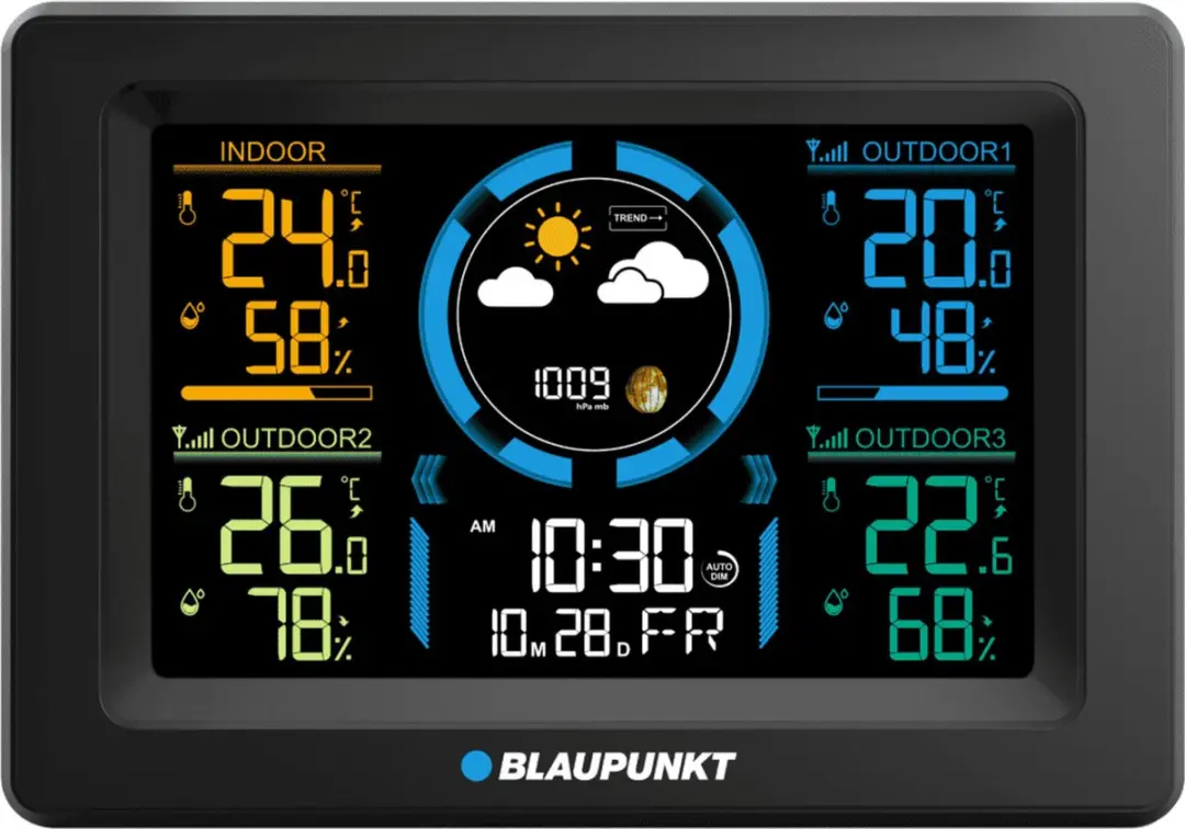 Blaupunkt Weerstation met Hygrometer 3 Sensoren - Zwart