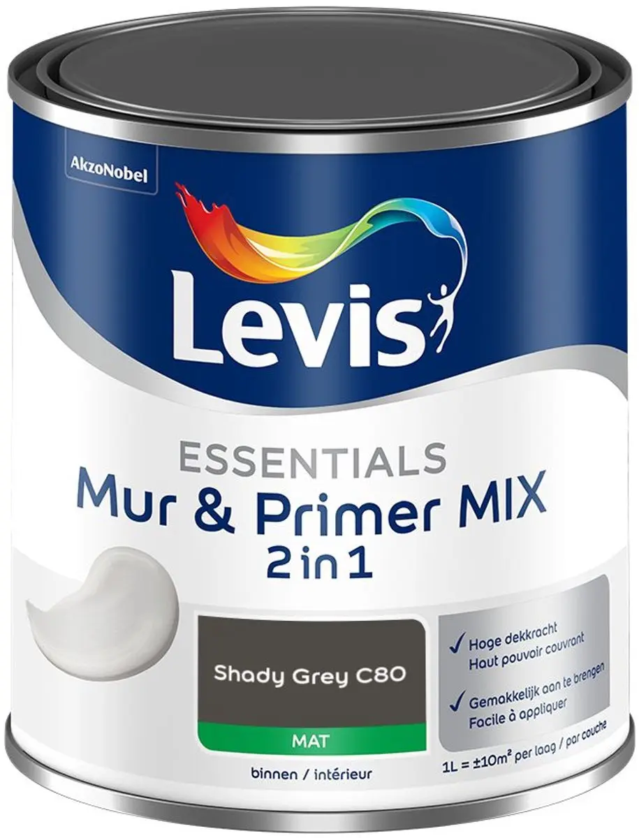Levi's Essentials Mur & Primer Mix Shady Grey C80 Mengverf 1L