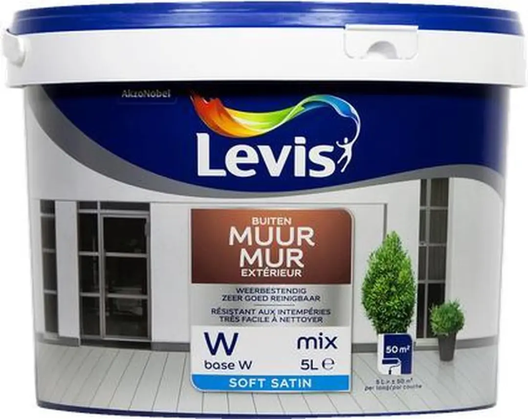 Levis muurverf voor buiten mix base W zijdeglans 5L