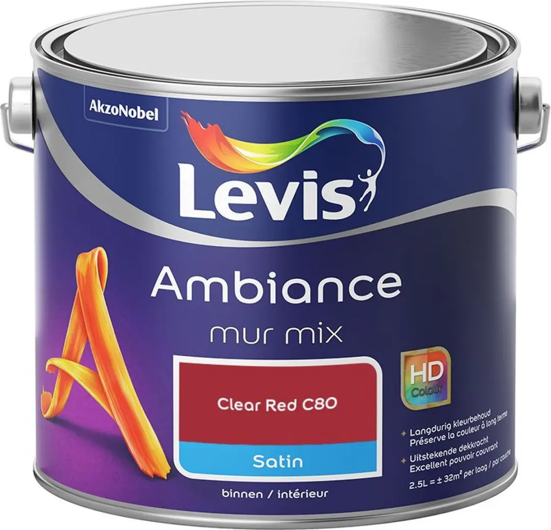 Levi's Ambiance Mur Satin Mix Clear Red C80 Mengverf 2,5L