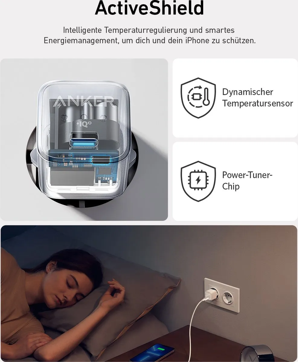 Anker 512 Nano Pro A2346G21 Oplader 20W USB-C - Wit/Zilver
