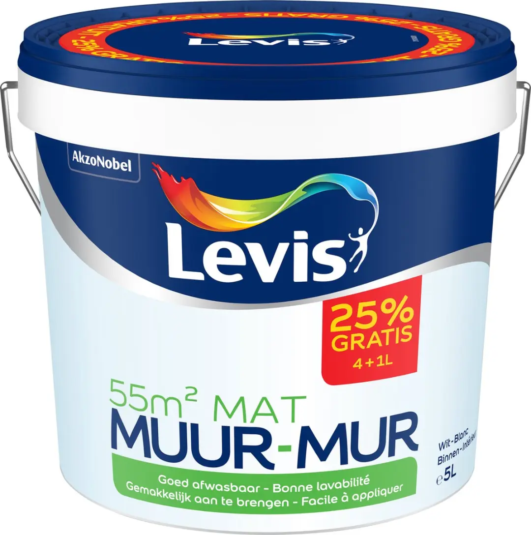 Levis - Muur Mat - Wit - 5 L