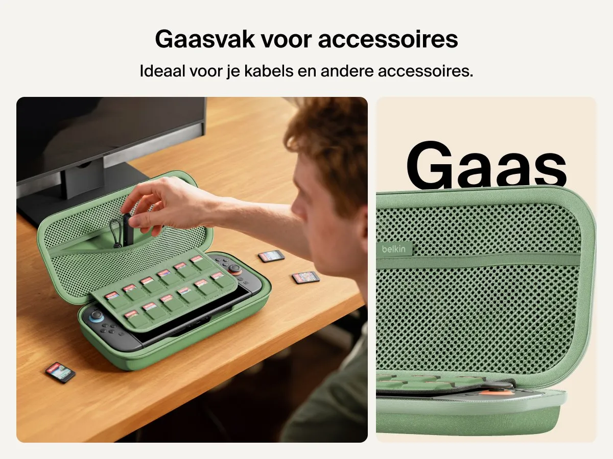 Belkin Gaming Nintendo Switch 2 Beschermhoes met Powerbank - Groen