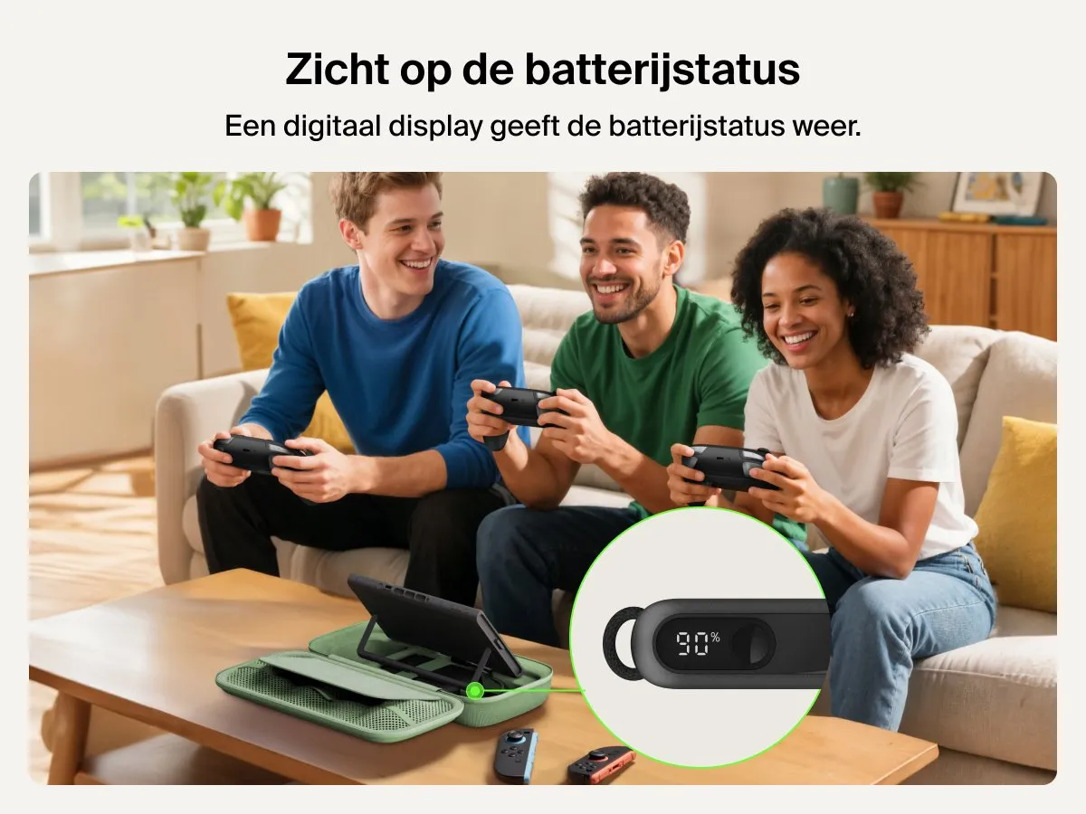 Belkin Gaming Nintendo Switch 2 Beschermhoes met Powerbank - Groen