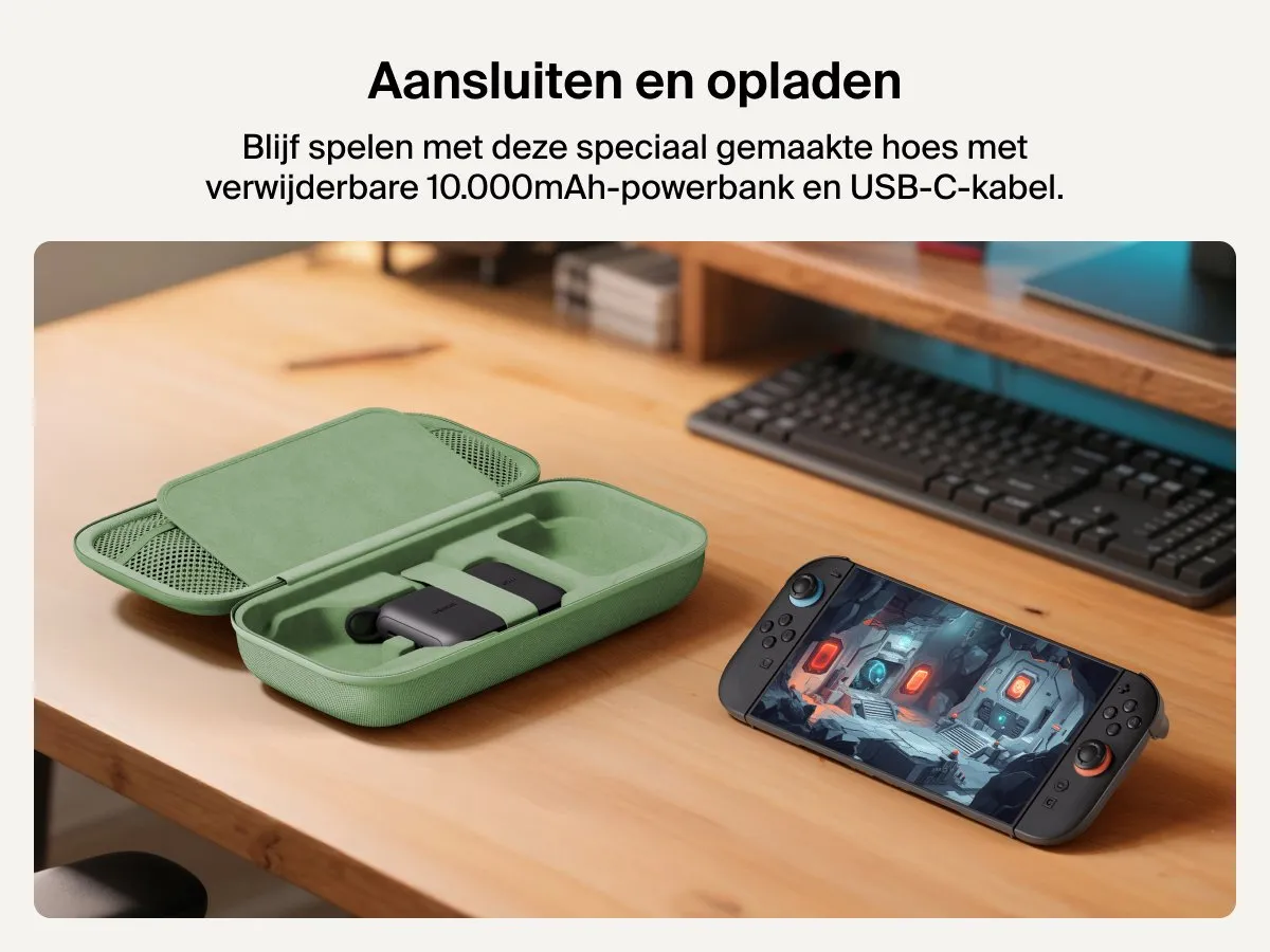 Belkin Gaming Nintendo Switch 2 Beschermhoes met Powerbank - Groen