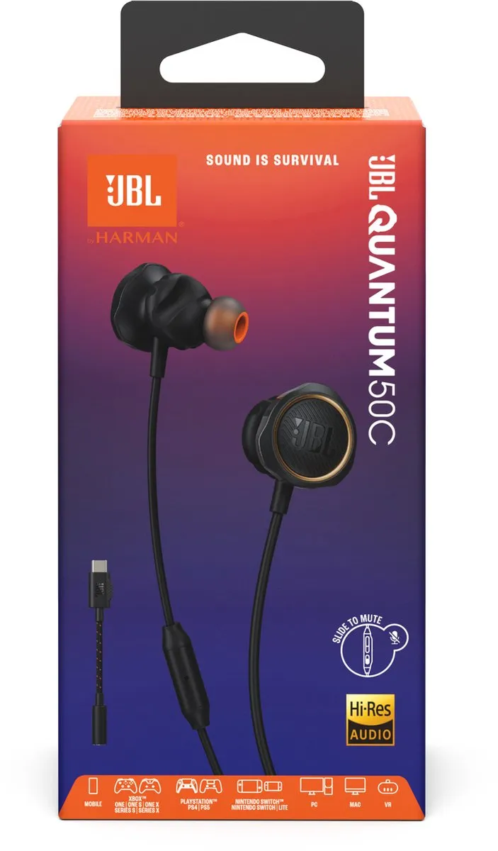 JBL Quantum 50C In-ear Headset - USB-C - Zwart