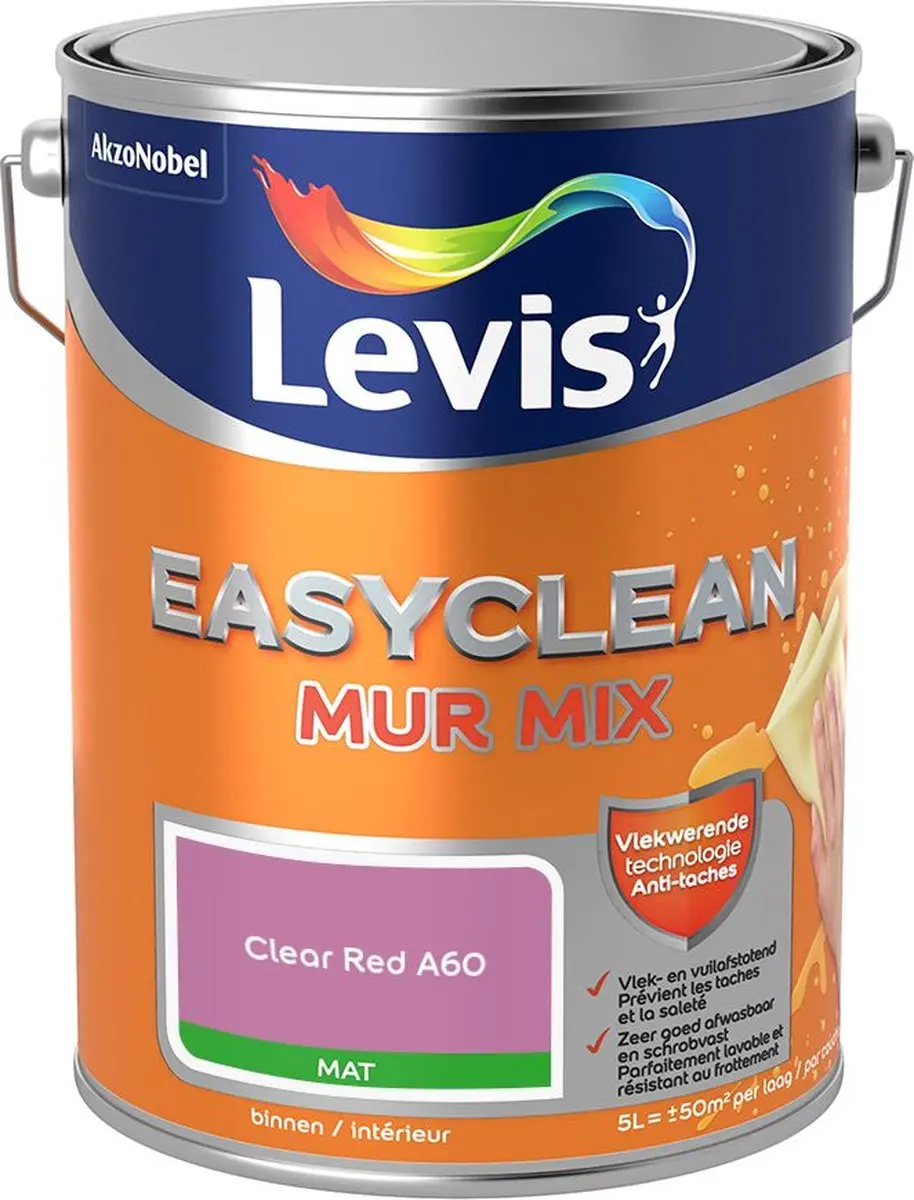 Levi's Easyclean Mur Mat Mix Clear Red A60 Mengverf 5L
