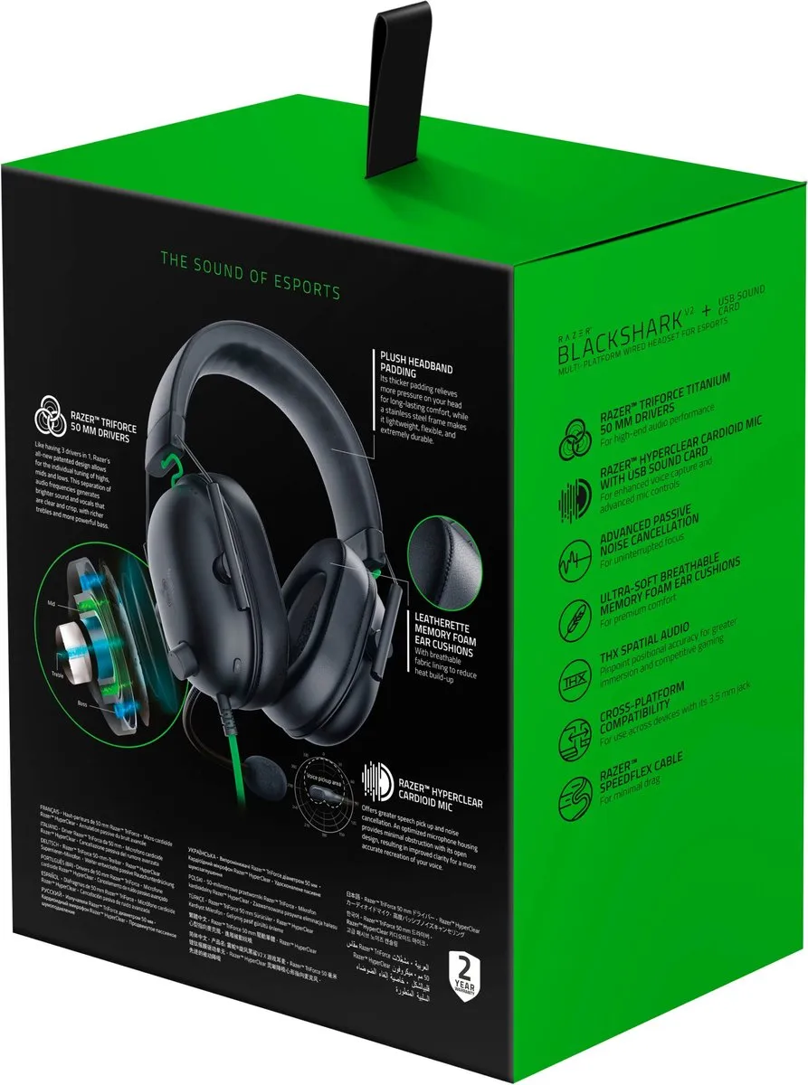 Razer Blackshark V2 X Headset RZ04-03240100-R3M1 - 50mm Drivers - Zwart