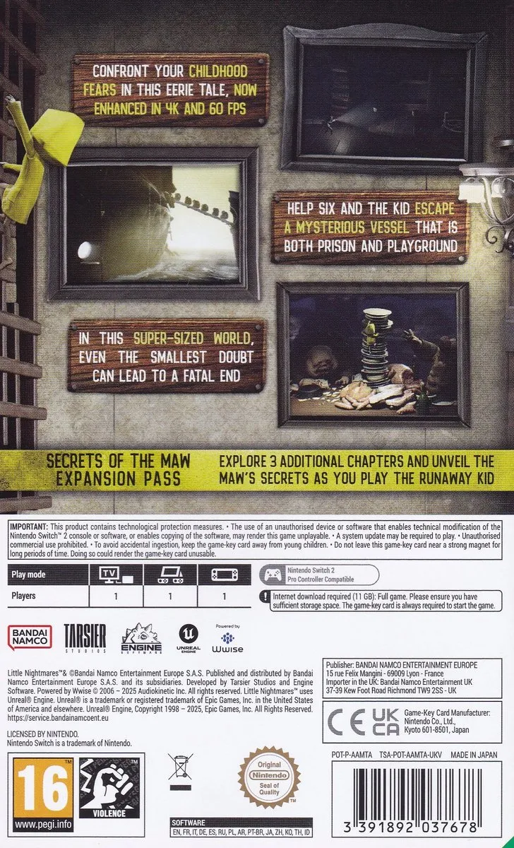 Little Nightmares - Enhanced Edition - Complete Edition Game-Key Card Switch 2
