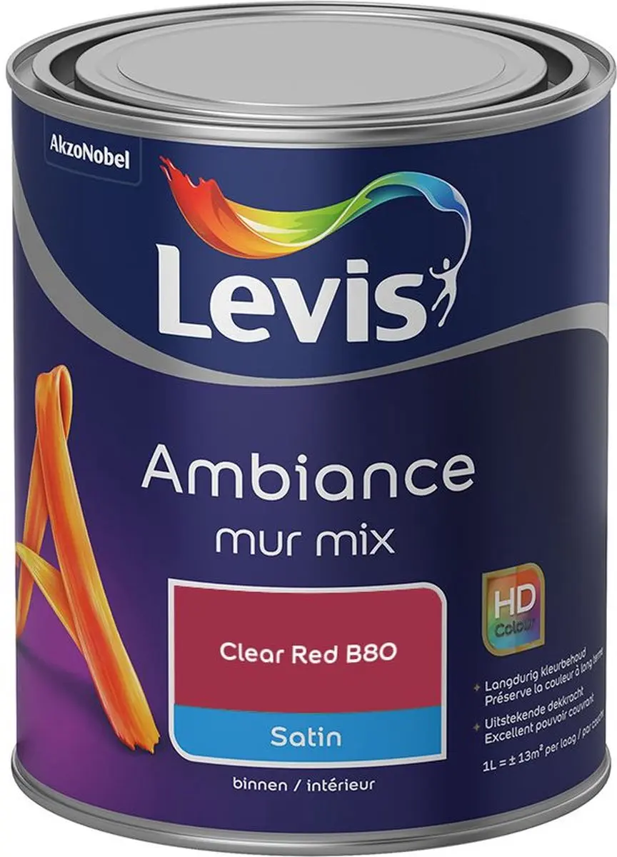 Levi's Ambiance Mur Satin Mix Clear Red B80 Mengverf 1L