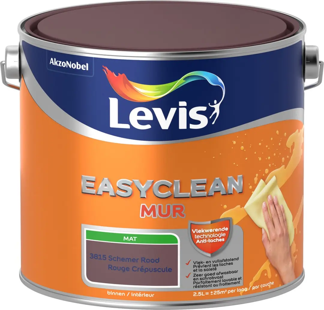 Levi's Easyclean Mur Mat Schemer Rood 2,5L