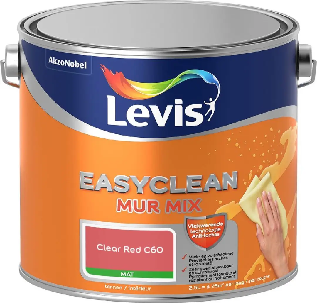 Levi's Easyclean Mur Mat Mix Clear Red C60 Mengverf 2,5L