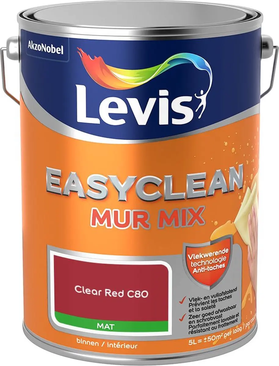 Levi's Easyclean Mur Mat Mix Clear Red C80 Mengverf 5L