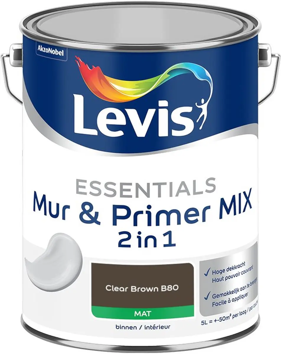 Levi's Essentials Mur & Primer Mix Clear Brown B80 Mengverf 5L