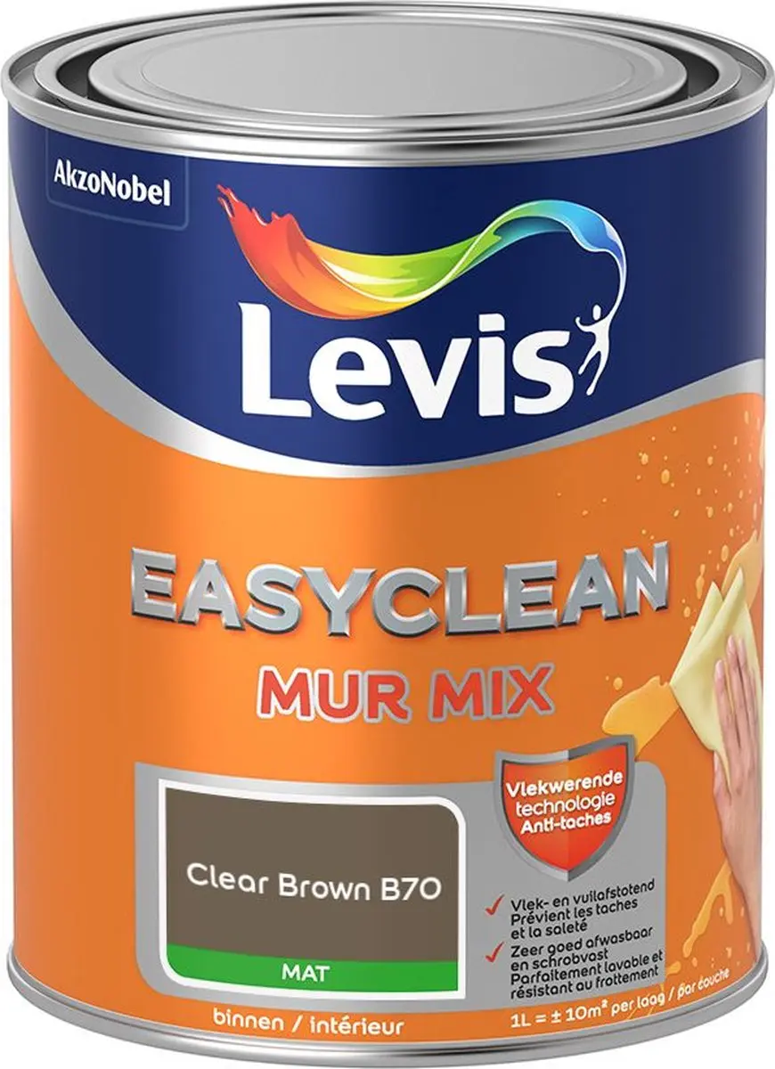Levi's Easyclean Mur Mat Mix Clear Brown B70 Mengverf 1L