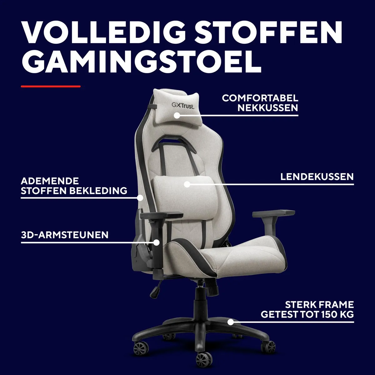 Trust GXT 723B Ruya Gamingstoel - Ergonomisch - Beige