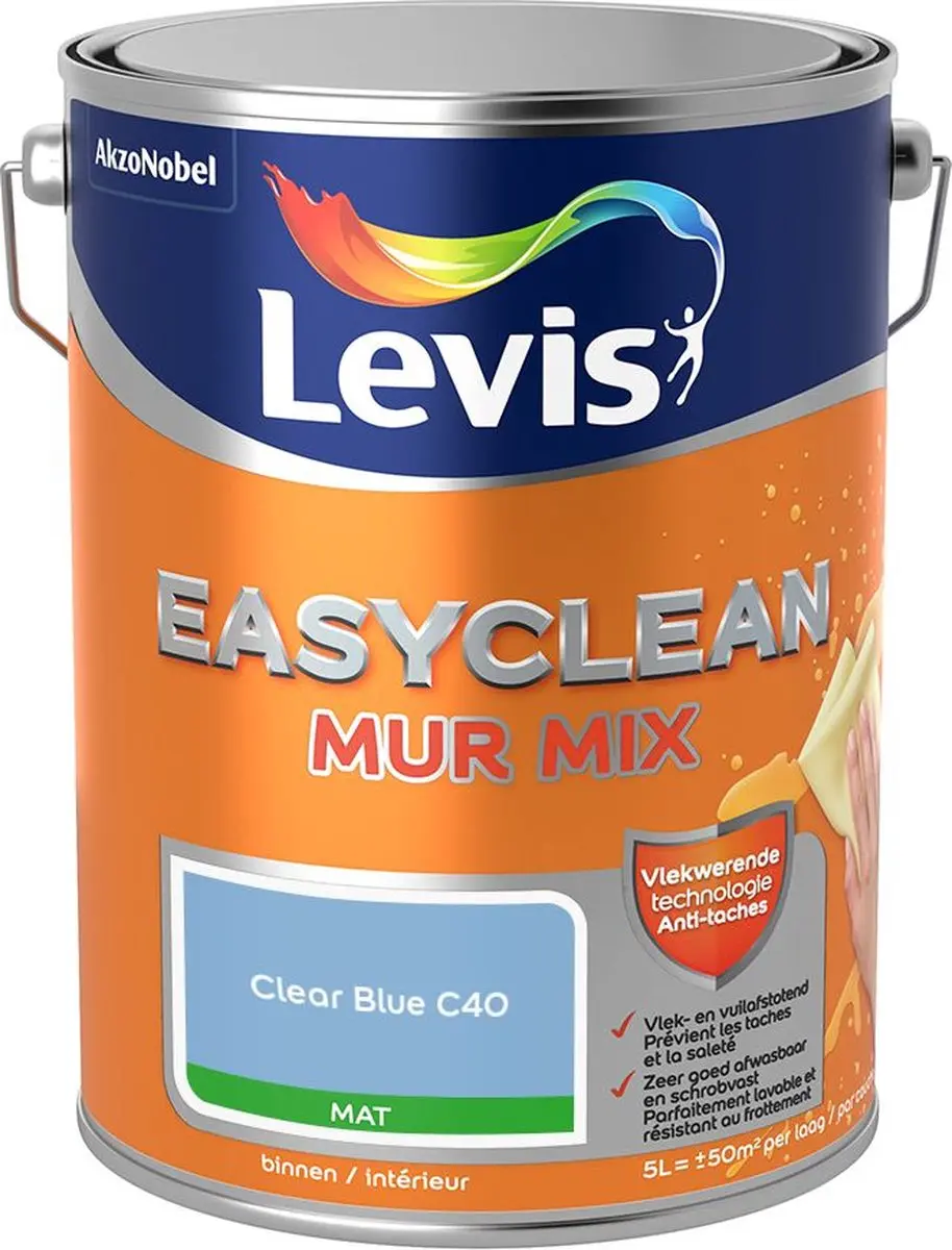 Levi's Easyclean Mur Mat Mix Clear Blue C40 Mengverf 5L