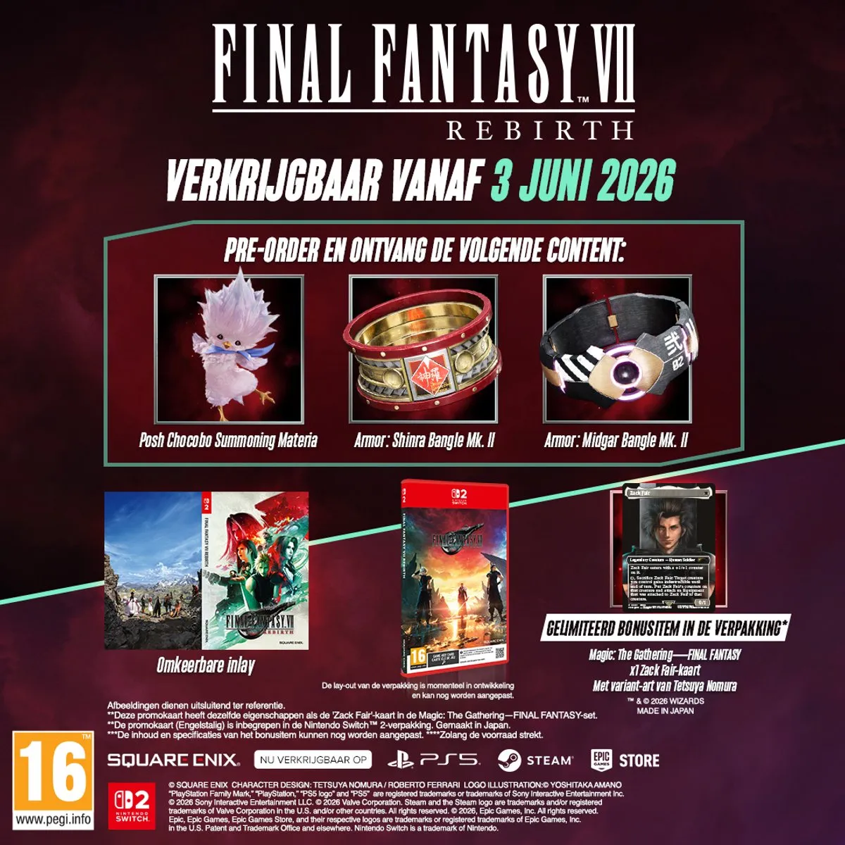 Square Enix Final Fantasy VII Rebirth Nintendo Switch 2 - Exclusieve MTG Kaart