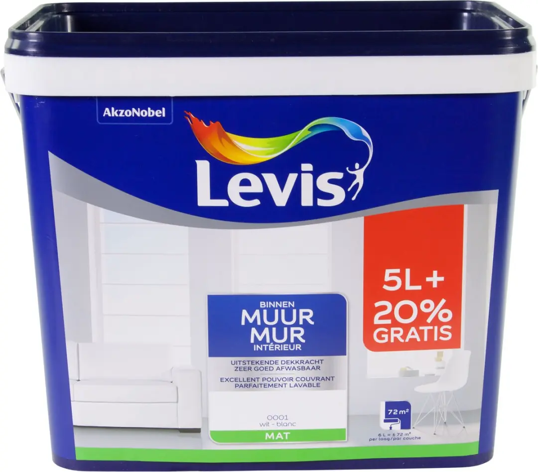 Levi's Muurverf Binnen Wit 6L