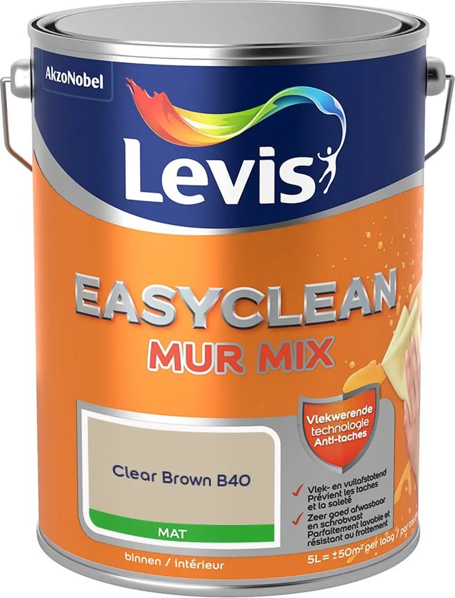 Levi's Easyclean Mur Mat Mix Clear Brown B40 Mengverf 5L
