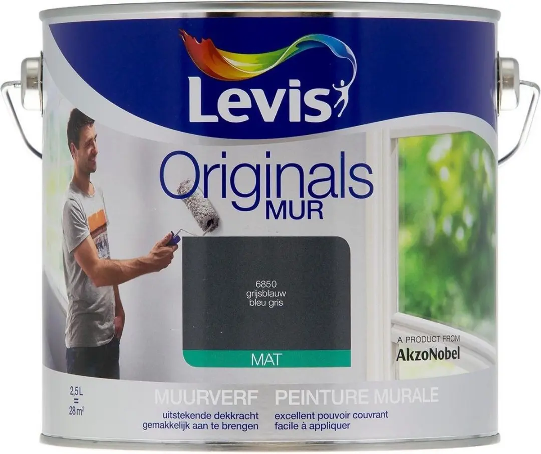 Muurverf Originals mat 2,5l grijsblauw
