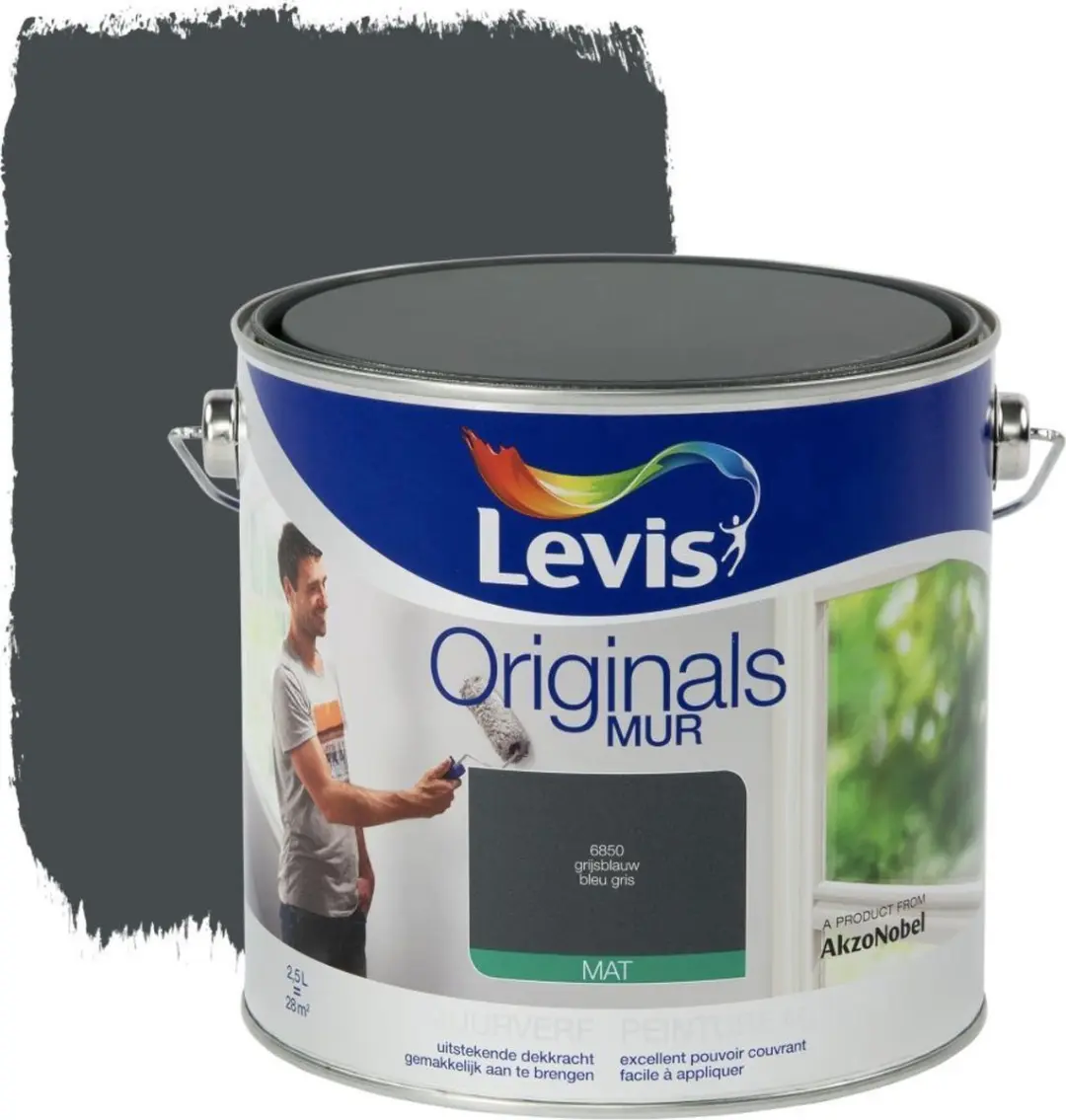 Muurverf Originals mat 2,5l grijsblauw
